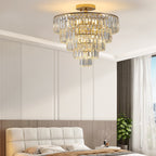 Gold K9 Crystal Chandelier, Elegant Ceiling Light Fixture, 19.3 in.