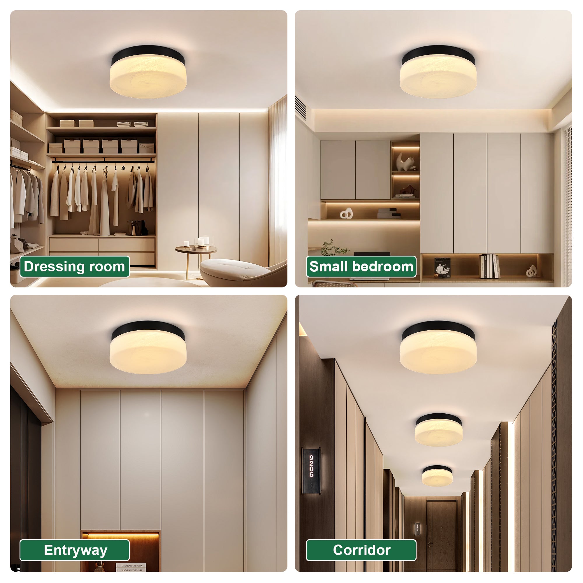 Black 12 in. LED Flush Mount Ceiling Light, Round Low-Profile Fixture