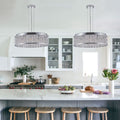 Modern Round Crystal Chandelier, Aluminum & Iron Frame, Chrome Finish, 19 in.