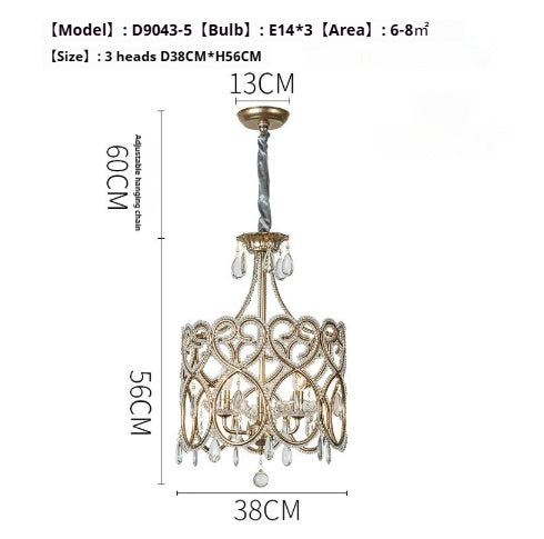 French Aged Crystal Chandelier, Retro Silver Iron Frame