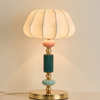 Danish Pastel Ceramic Table Lamp, Ribbed Fabric Shade