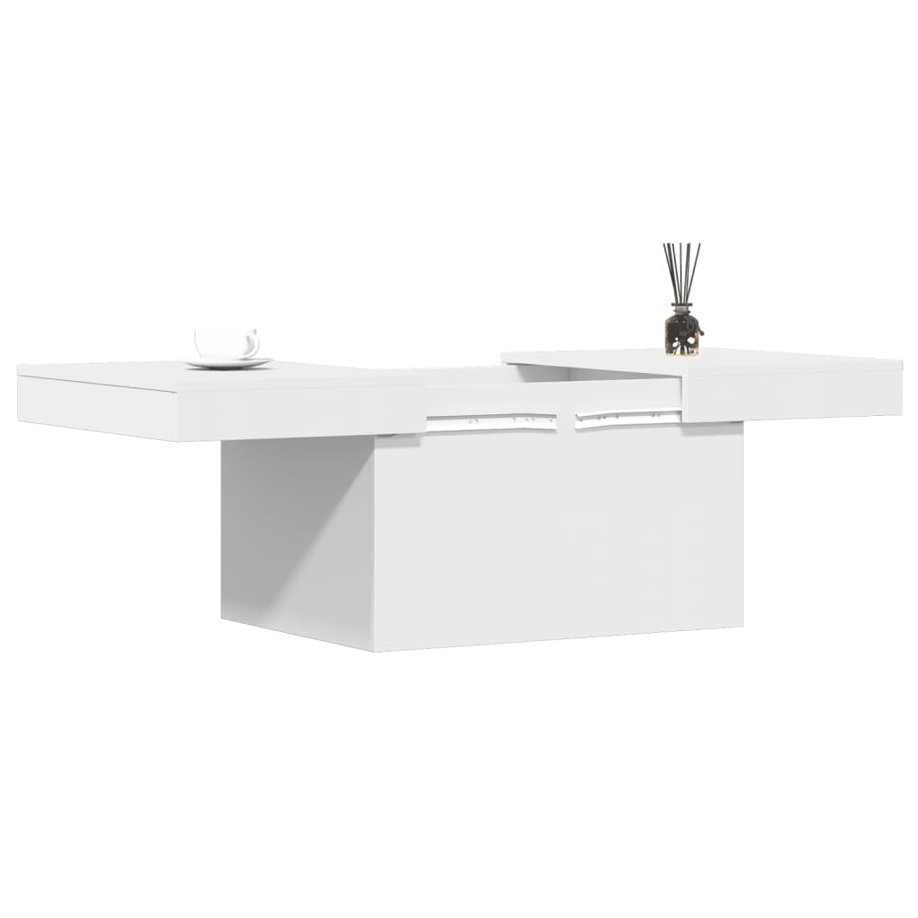 White Coffee Table with Hidden Storage, 39 in