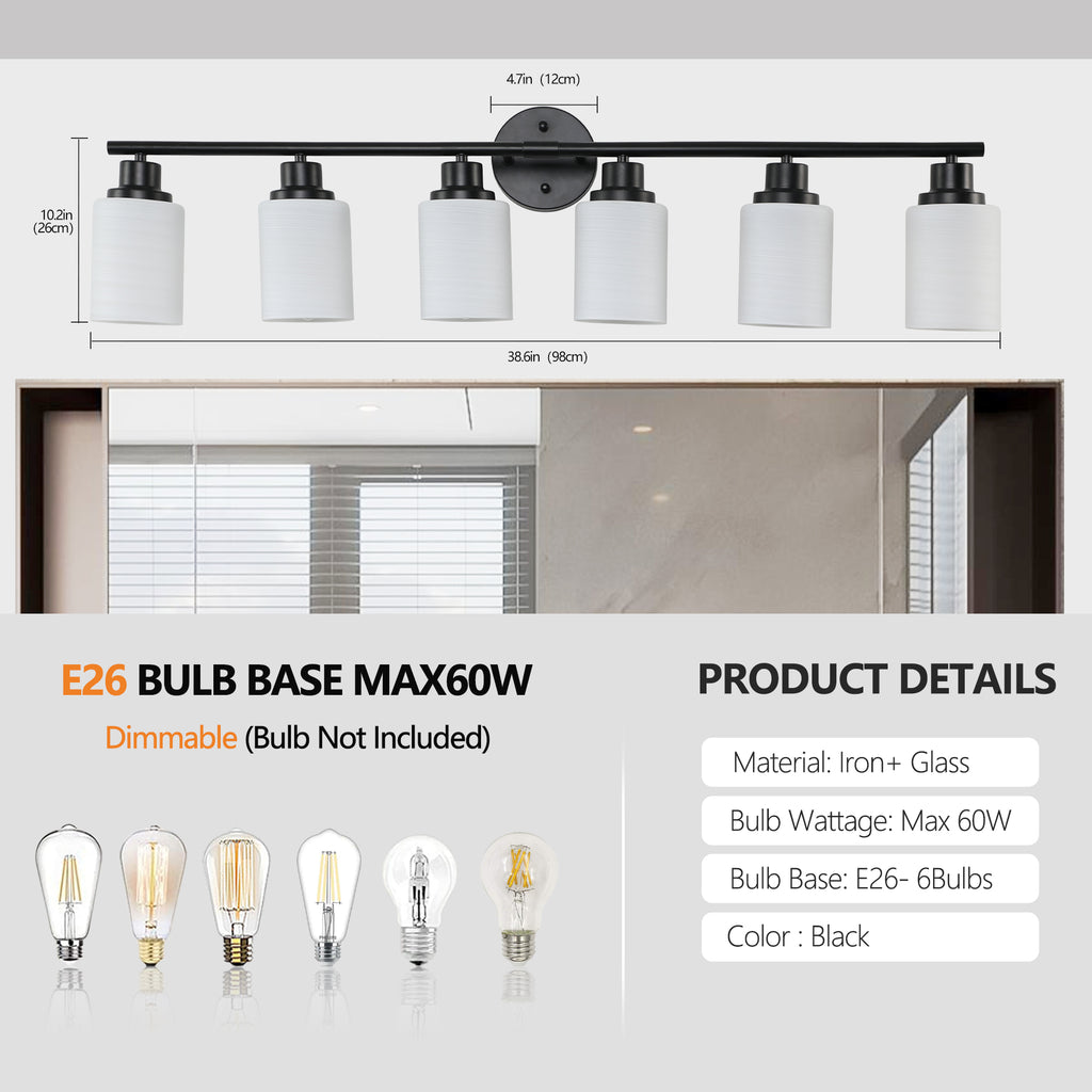 39 Modern 6-Light Vanity Bathroom Mirror Light