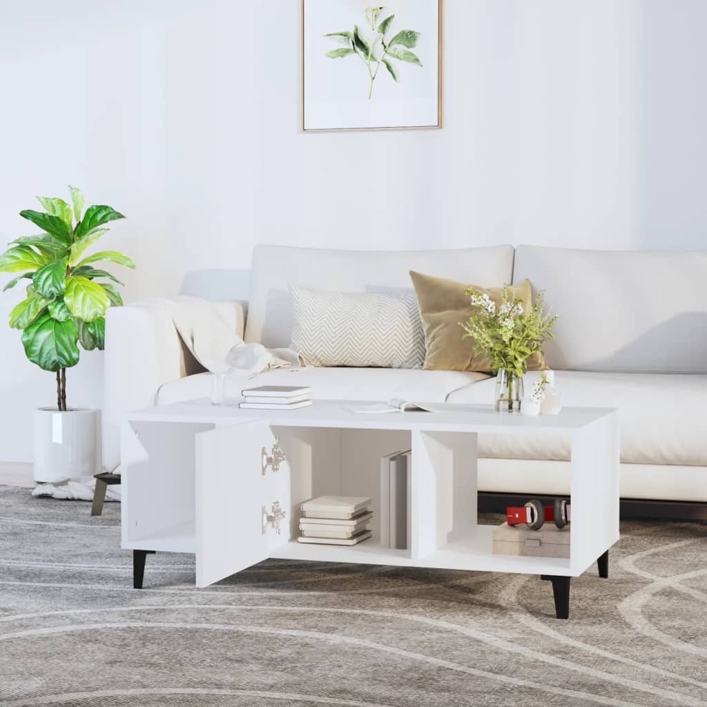 Modern White Coffee Table, 40 in