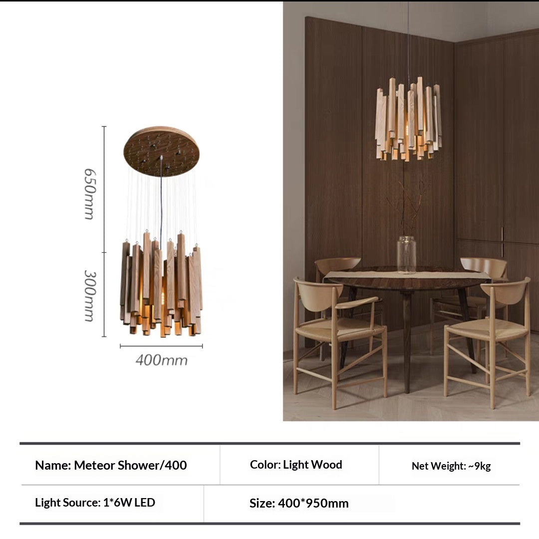 Minimalist Wood Chandelier, Light or Dark Finish, 16–47 in.