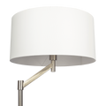 Brushed Nickel Floor Lamp, Rotary Switch, White Linen Shade, Metal Base