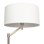 Brushed Nickel Floor Lamp, Rotary Switch, White Linen Shade, Metal Base