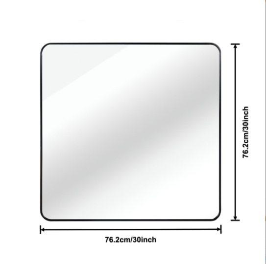 Dimension diagram for Square Metal Framed Wall Mirror, Black Frame, 30x30 in., for Bathroom Vanity
