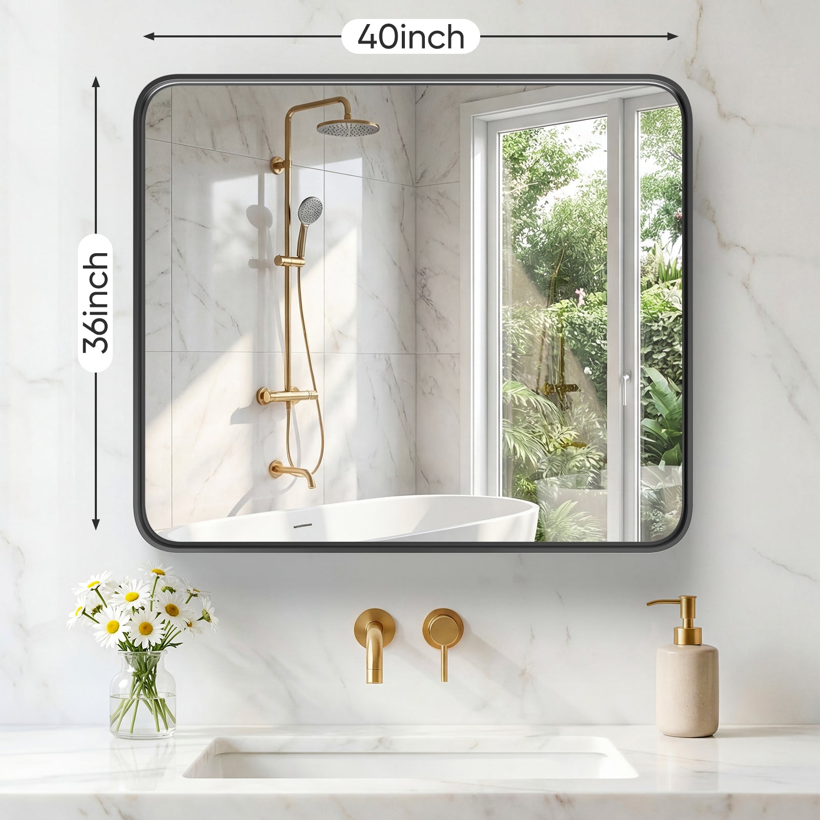 Wall Mirror With Rectangular Metal Frame