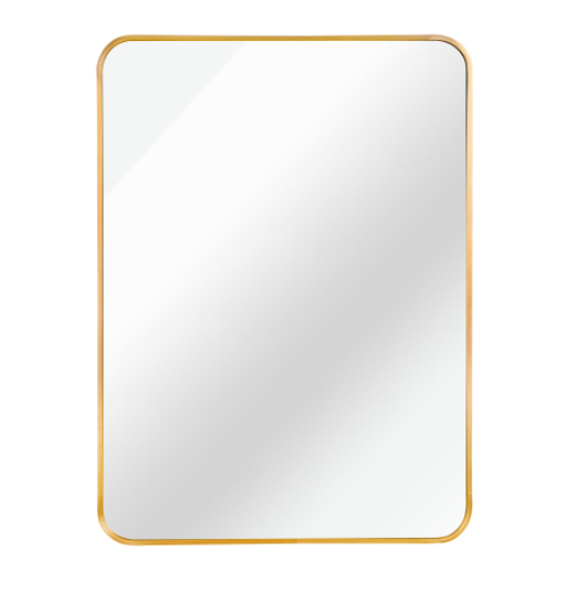 24x32 Inch Gold Metal Framed Rectangular Bathrrom Mirror For Wall.