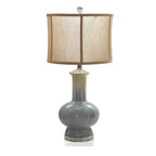 Glazed Ceramic Gourd Table Lamp, Speckled Gray Finish