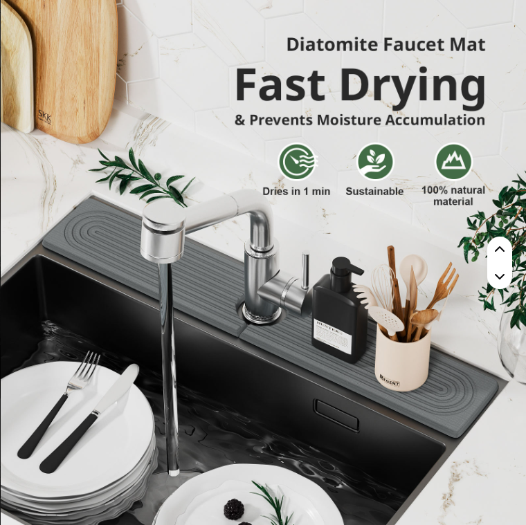 Diatomaceous Earth Sink Tray Stone Home Sink Caddy Kitchen Instant Dry