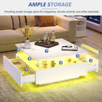 Modern LED Coffee Table with Sliding-Drawer Storage