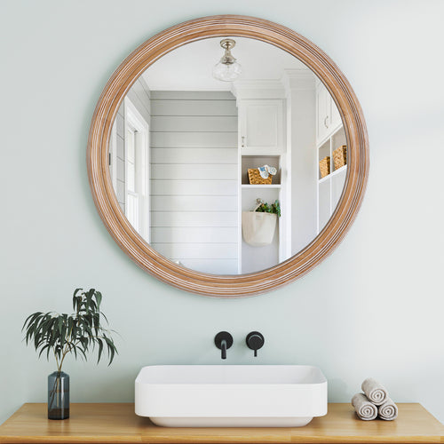 27.5 Inches Round Wall Mirror For Bathroom Vanity