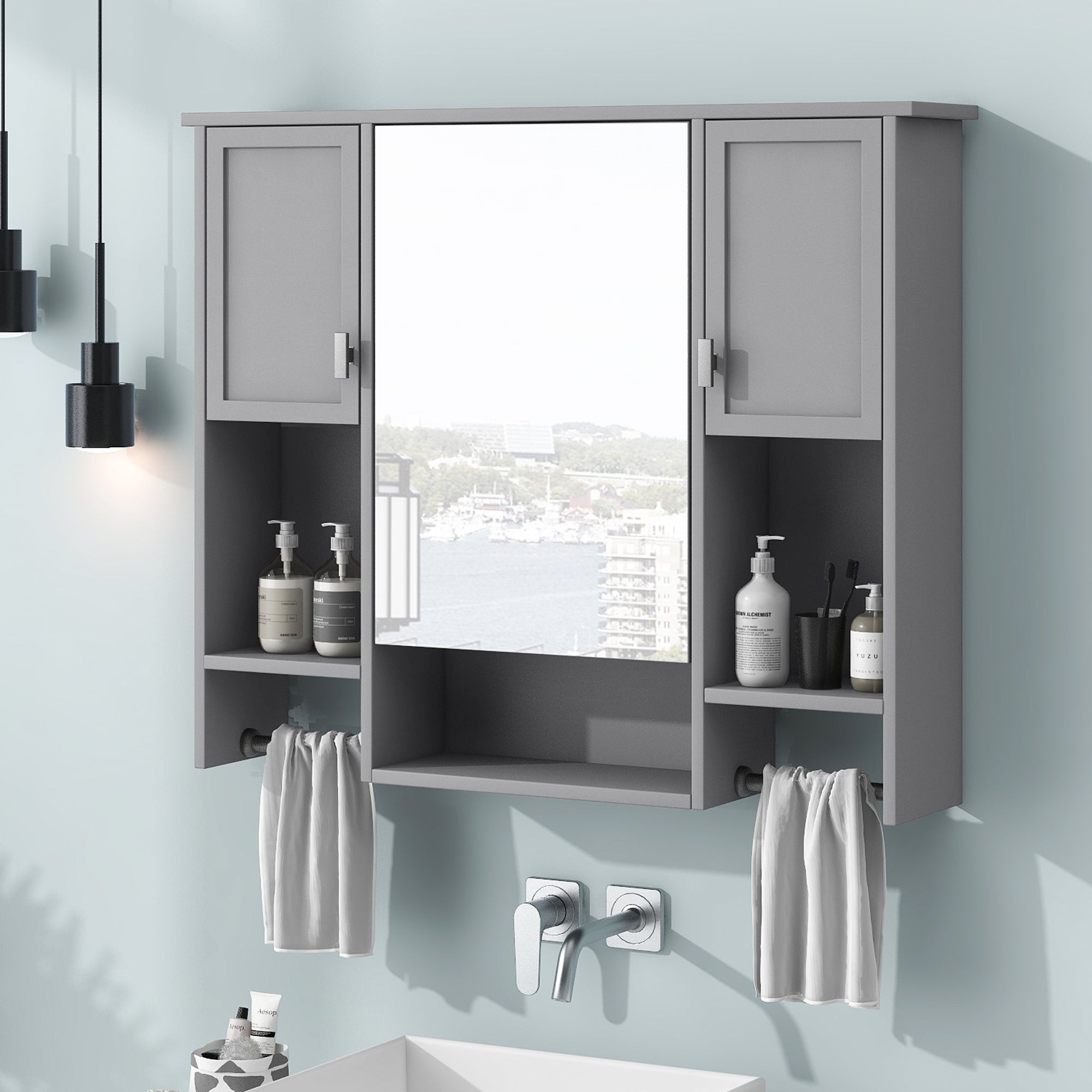 35'' X 28'' Modern Wall Mounted Bathroom Storage Cabinet