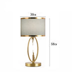 Art Deco Brass Hoop Table Lamp, White Shade with Gold Edge