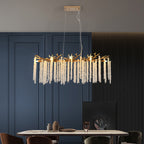 Cascading Crystal Pendant Light, 39 In. Gold Iron Frame