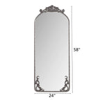 58x24 Arched Full Body Mirror With Vintage Ornate Carved Applique On T