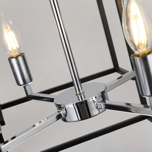 8-Lantern Tiered Iron Chandelier, Industrial Farmhouse, 18 in