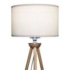 Tall Corner LED Floor Lamp, Three-Legged Wood Base, Brown Finish