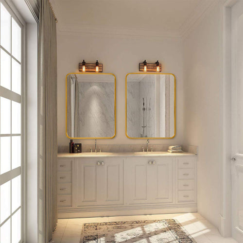 22x30 Inch Silver Metal Framed Rectangular Bathrrom Mirror For Wall.