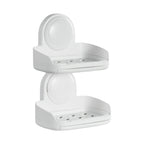 Suction Cup Soap Dish With Double Layer Holder With Drain Tray For Sho