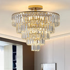 Gold K9 Crystal Chandelier, Elegant Ceiling Light Fixture, 19.3 in.