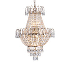 Gold Crystal Chandelier, Iron Frame, 17 In. Wide × 59 In. Tall