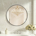 Round Wall Mirror, Slim Metal Frame, Black or Gold, 20 to 28 in. for Bathroom Vanity — Black · 20 in