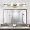 28in Golden Minimalist LED Bathroom Vanity Light With Crystal Sand Acr