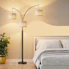 Dimmable Three-Head LED Floor Lamp, 3 Color Temperatures, Metal, Black Finish