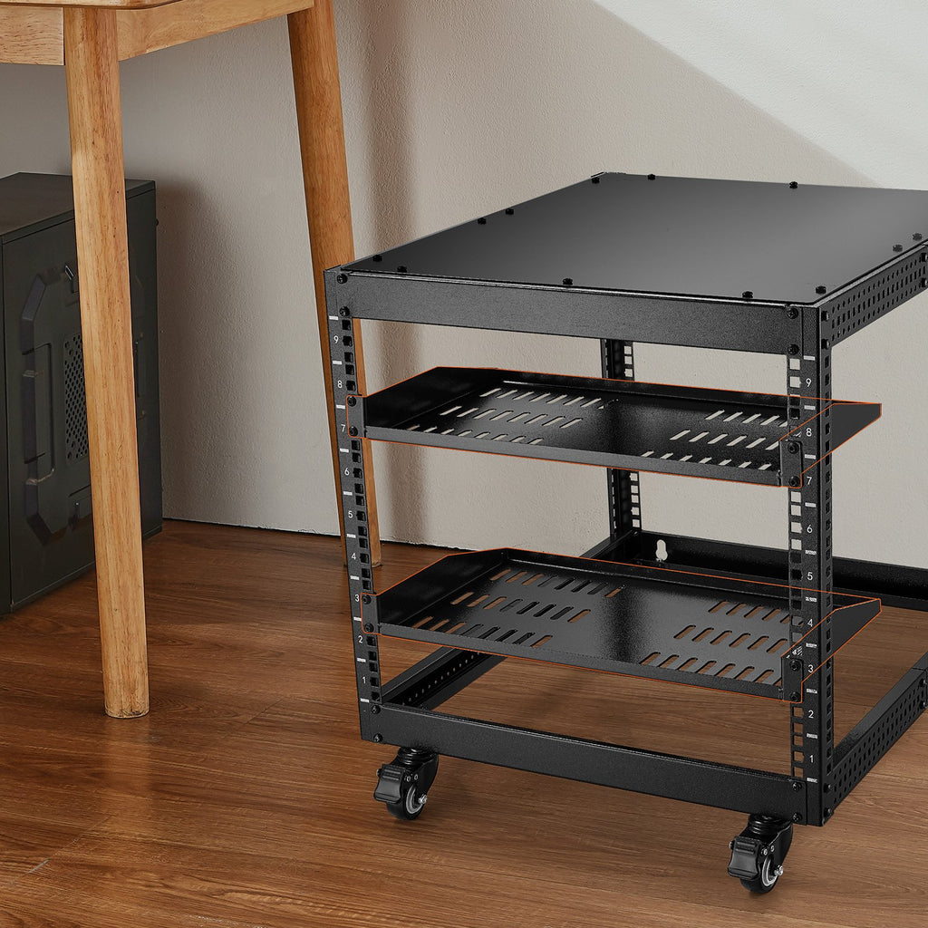 VEVOR 2PCS 1U Server Rack Shelf Depth Vented Rack Mount Shelf Tray