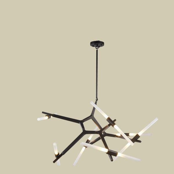 Modern Black Iron Branch Chandelier, 6 to 18 Lights