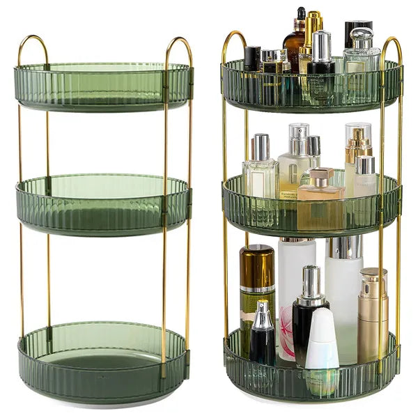 3 Tier Rotating Makeup Organizer 360° Spinning Perfume Cosmetic Storag