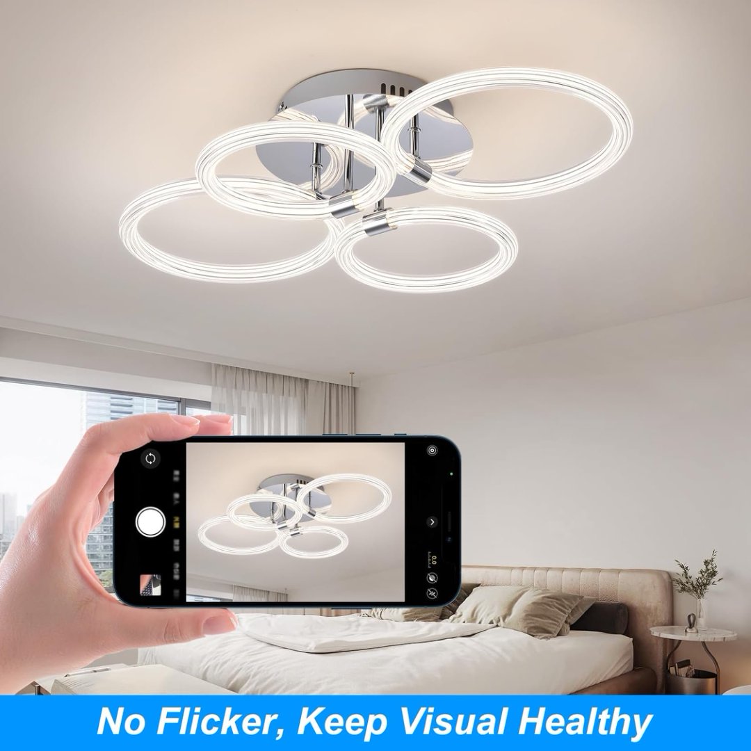 Modern LED Ceiling Light, 4-Head Acrylic Flush Mount — detail view 2