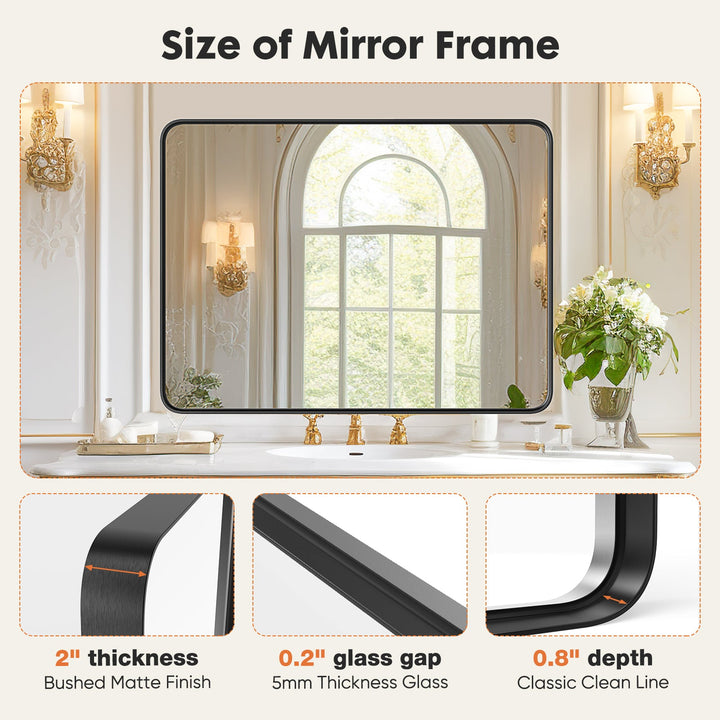 Dimension diagram for Rectangular Wall Vanity Mirror, 29.5 x 21.6 in. Bathroom Decor for Bathroom Vanity
