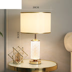 Textured Glass Table Lamp with Lit Base, Gold Trim Shade
