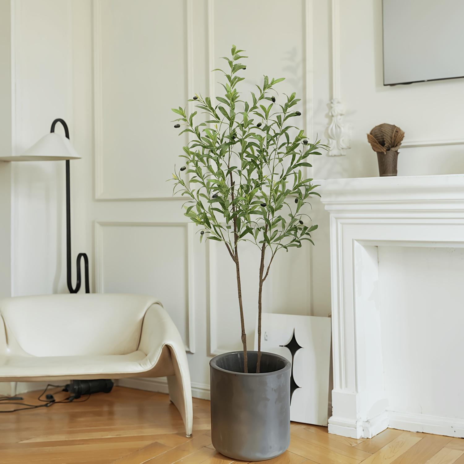 Artificial Olive Tree, Faux Potted Silk Floor Plant, Tall Indoor Tree