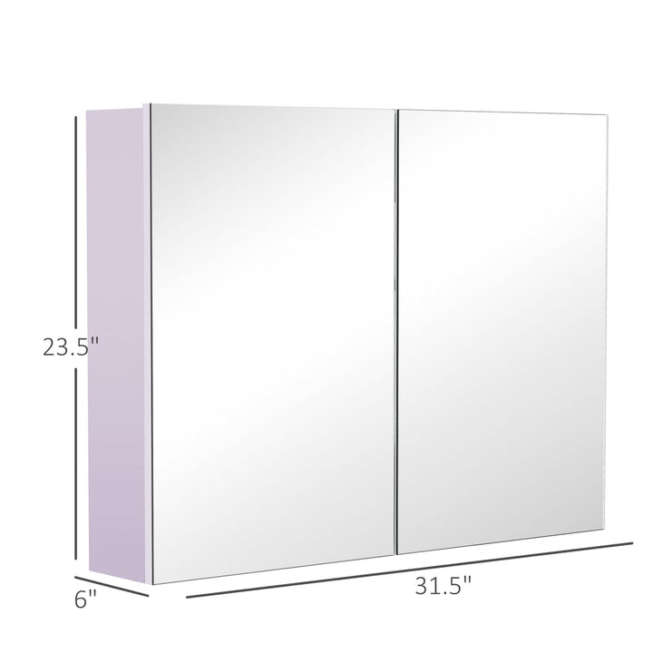 Dimension diagram for Double-Door Wall-Mounted Bathroom Medicine Cabinet with Mirror, White Storage Cabinet for Bathroom
