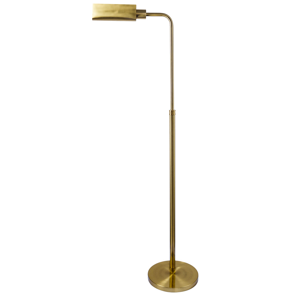 Minimalist Slim Floor Lamp, Contemporary Silhouette, Neutral Fabric Shade, Gold Finish