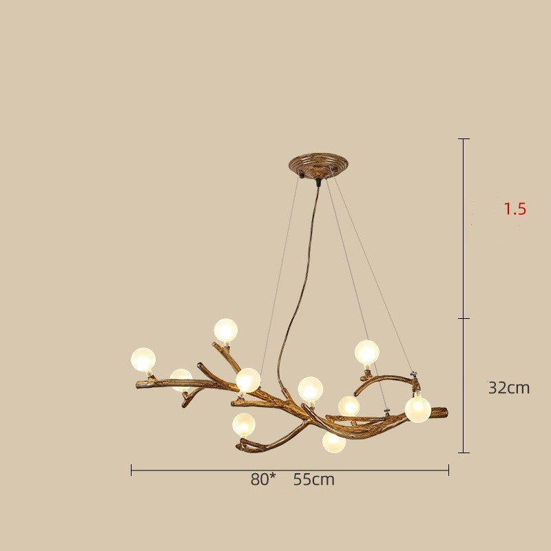 10-Light Tree Branch Chandelier, Wabi-Sabi Resin, Warm LED