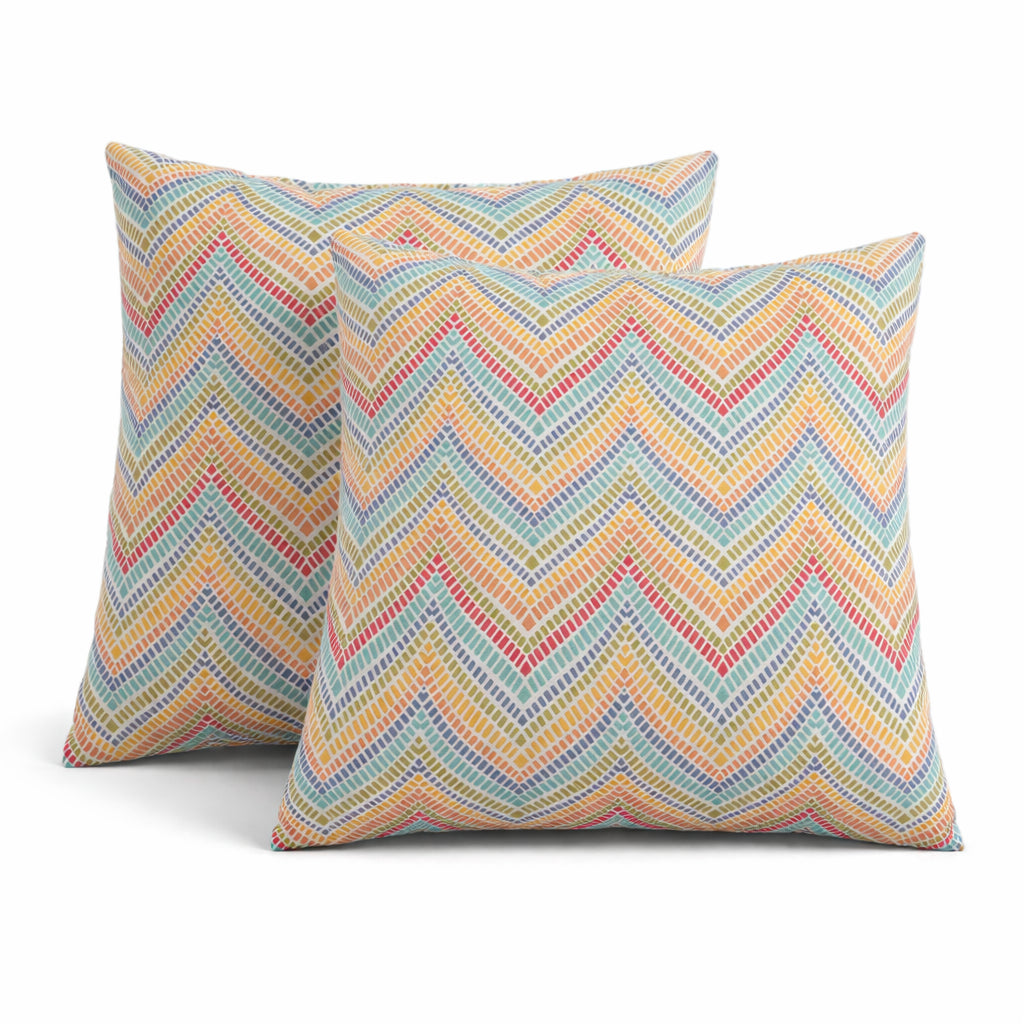 Waterproof Outdoor Throw Pillows, Fade-Resistant Patio Cushions, Multicolor, Set of 2 for Poolside — detail view