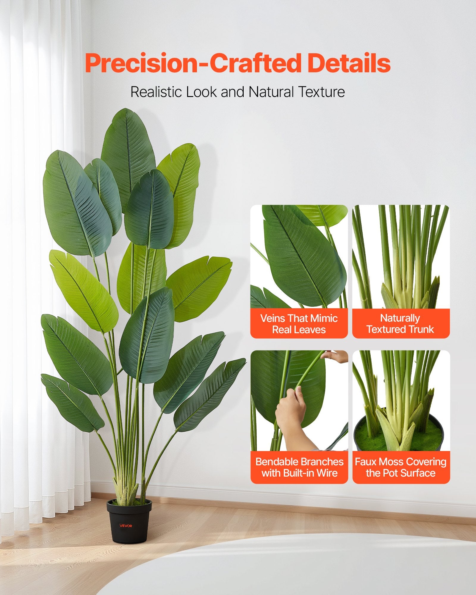 6ft Artificial Bird Of Paradise Tree Fake Plant With Pot Indoor Outdoo