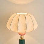 Danish Pastel Ceramic Table Lamp, Ribbed Fabric Shade