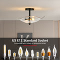 Gold Flower & Lotus Leaf Flush Mount Ceiling Light, Crystal-Style Glass Fixture
