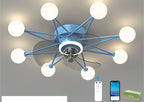 Starry Globe Ceiling Fan with LED Light, Milky White or Star Shades