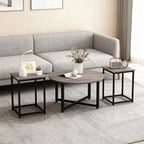 3-Piece Coffee and End Table Set, Round and Square