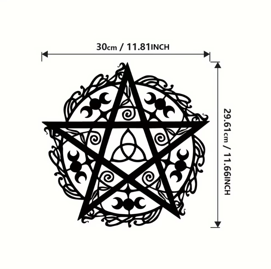 Pentagram Triple Moon Iron Wall Art Unique Metal Decor Sculpture Trend