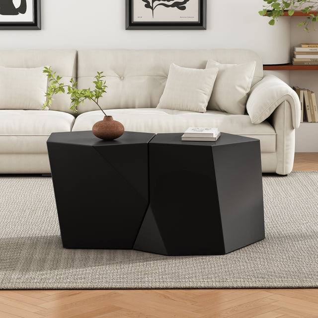 Modern Stone-Composite Coffee Table Set