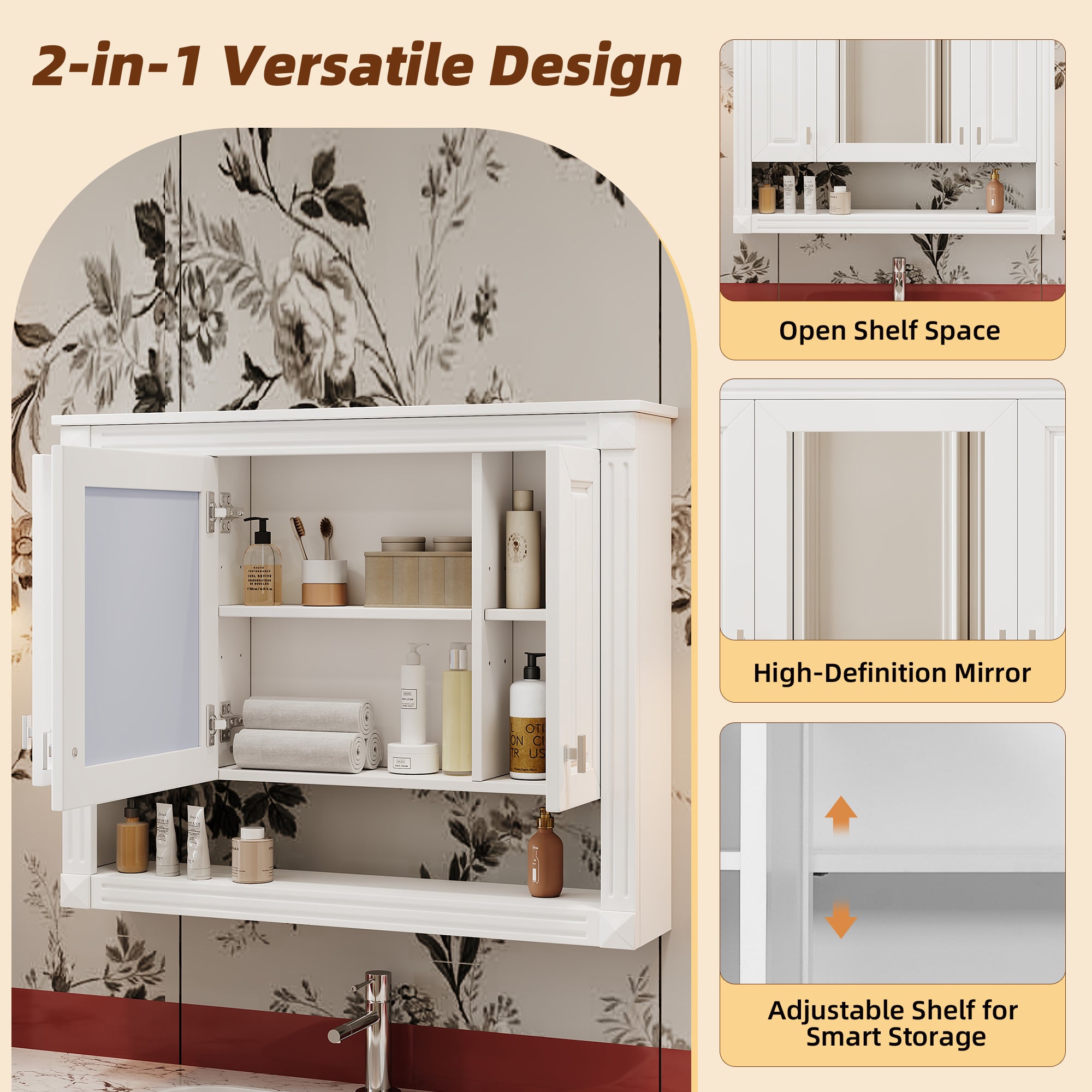 35inch Bathroom Wall Cabinet With Mirror